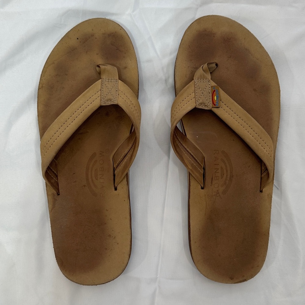Rainbow flip flops